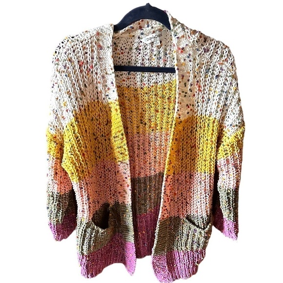 davi and dani Sweaters - Davi and Dani size large striped chenille chunky knit cardigan. Gently‎ worn .